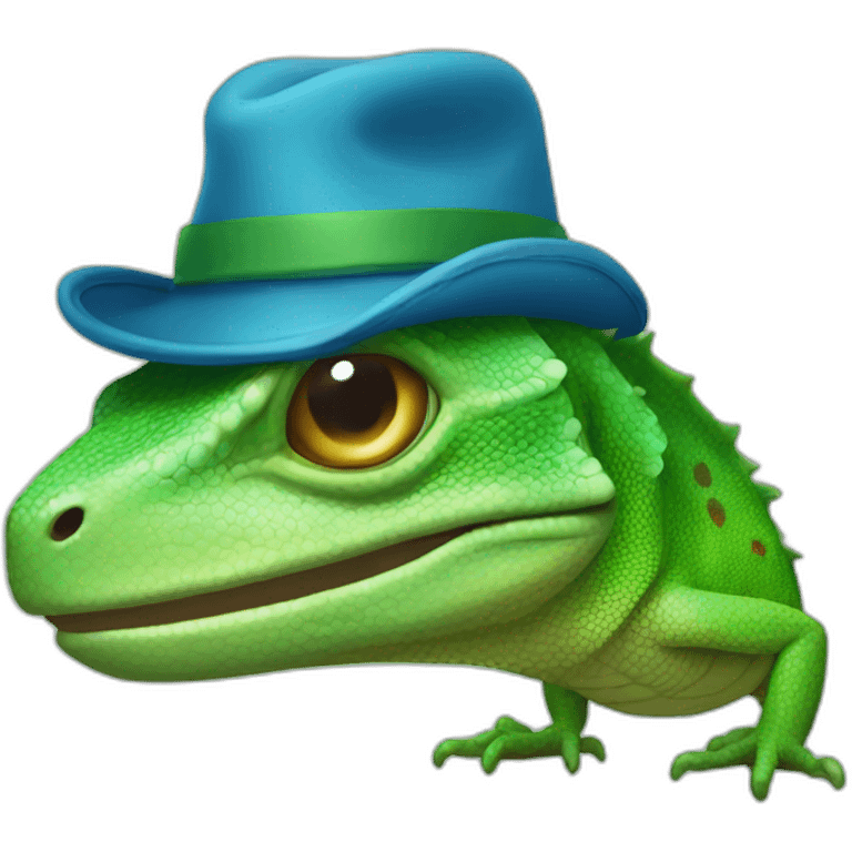 Lizard with bkue hat emoji