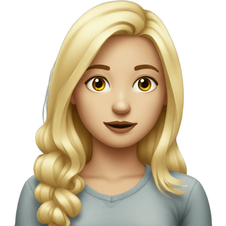 blonde girl portrait with phone. Without red dot  emoji