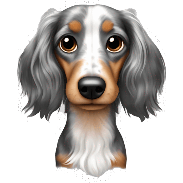 Tri Merle long haired Dachshund emoji