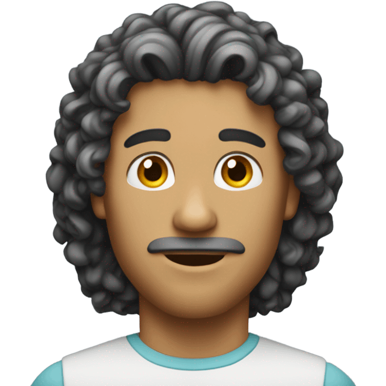 Guy with a curly mullet emoji