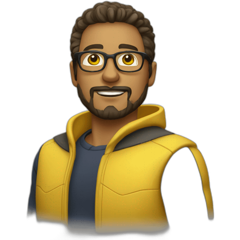 man yellow jacket nerd glasses and goatee emoji