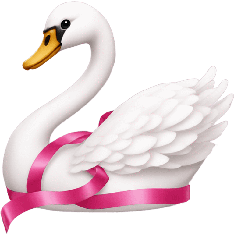  Pink Swan with pink ribbon emoji