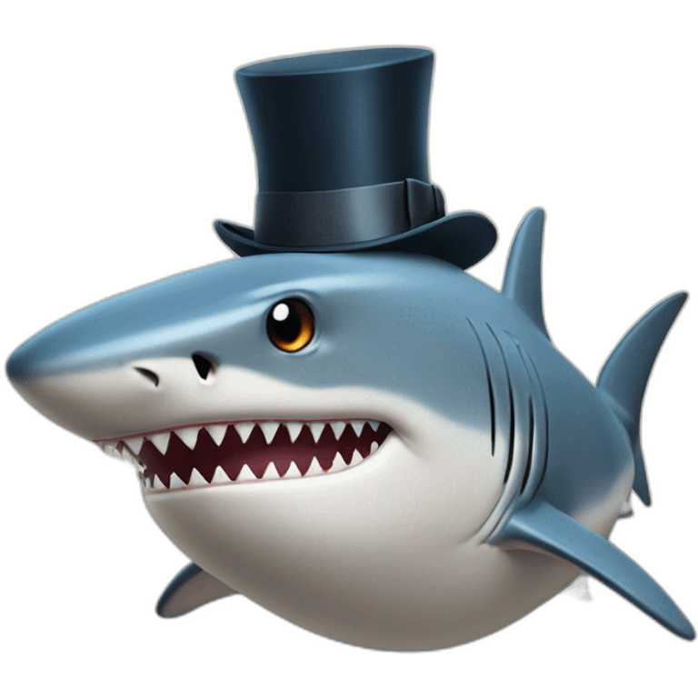 Shark with a top hat emoji