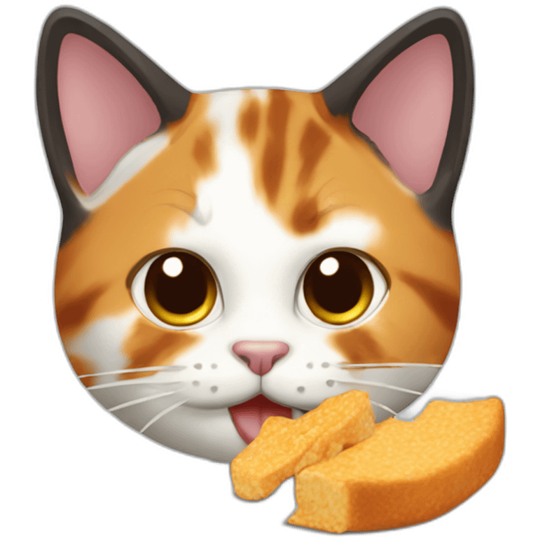 calico cat eating crunchies emoji