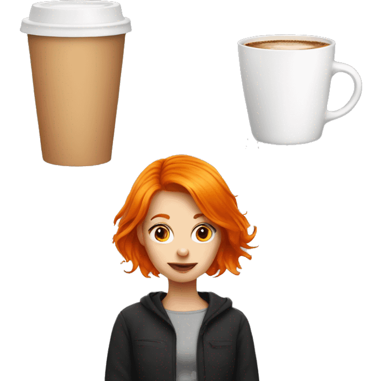 Orange hair girl with coffee  emoji