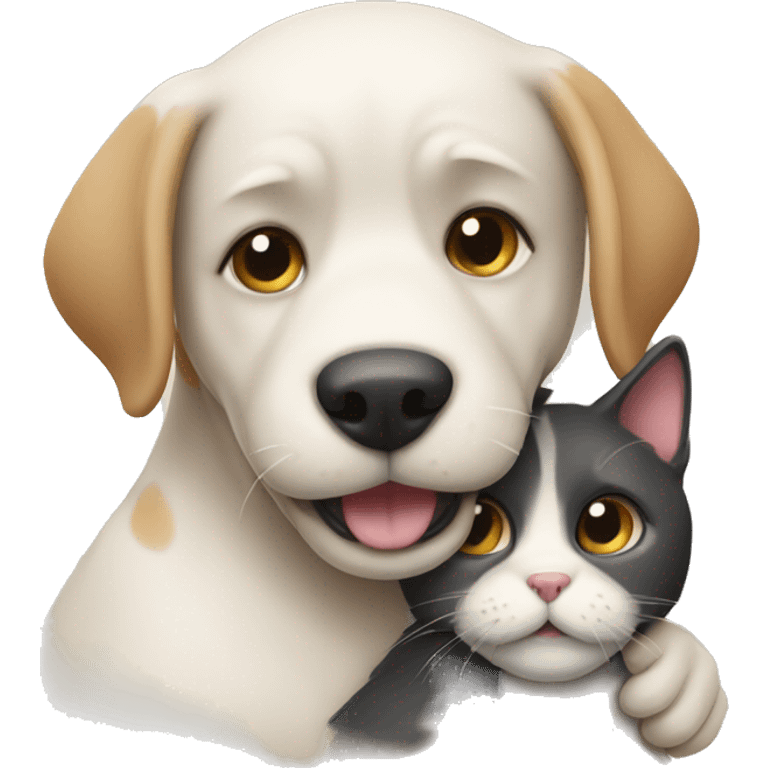 Cat and dog hugging emoji