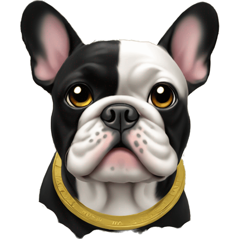 Black-and-tan French bulldog on gold coins   emoji