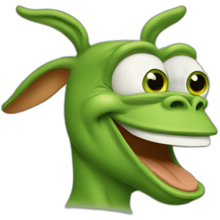 donkey with the face of pepe the frog three quarter view emoji