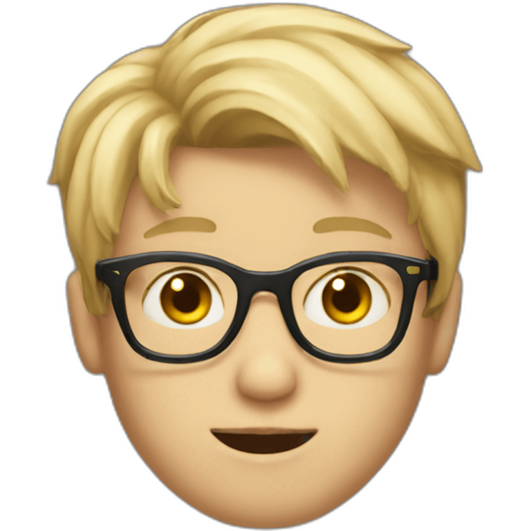 Blondie Boy with glasses and blink eye emoji