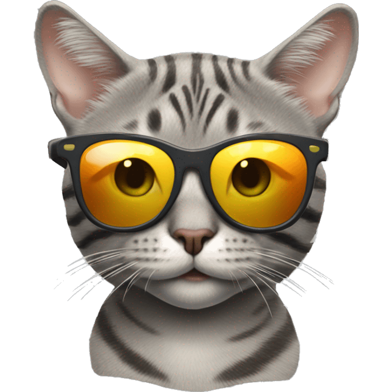 gray tabby cat with sun glasses emoji