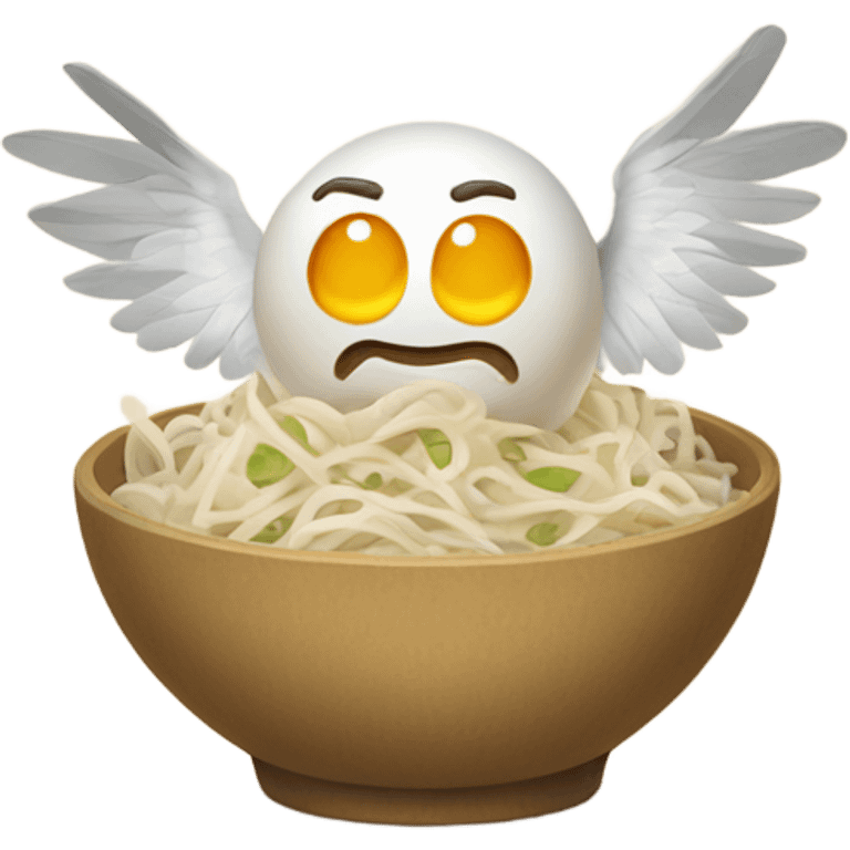 Flat rice noodles with flying wings emoji