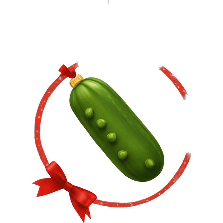 Pickle Christmas ornament with red ribbon emoji