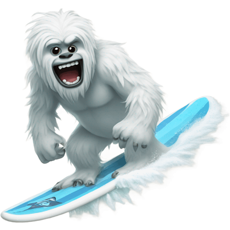 Yeti on a surfboard riding a wave emoji