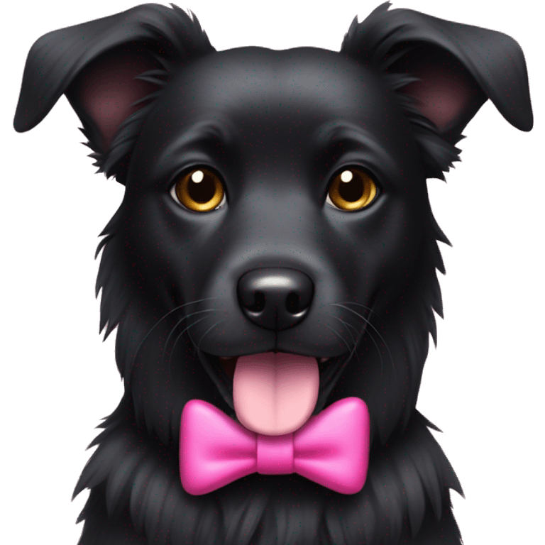 Black dog with s pink schleife emoji