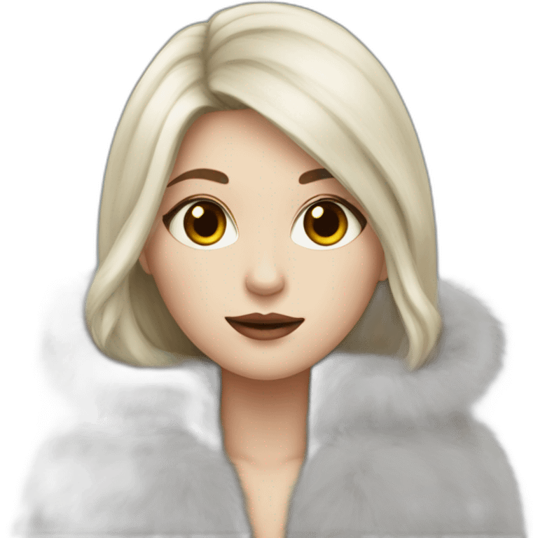 pale girl with dark hair in fur coat emoji