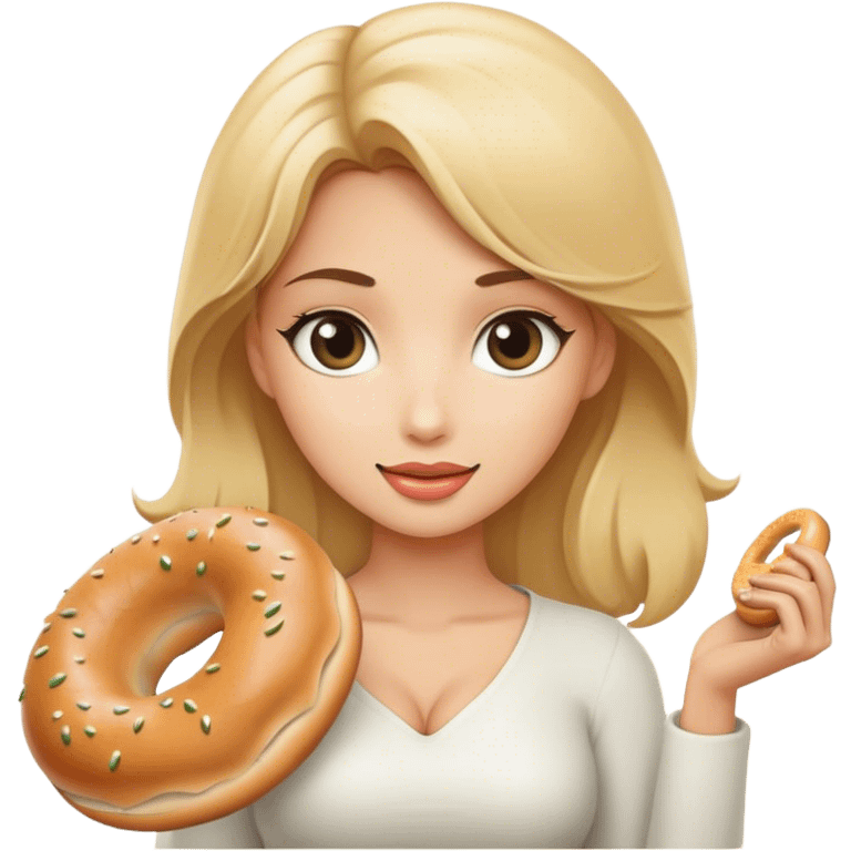 Blonde beauty with a bagel  emoji