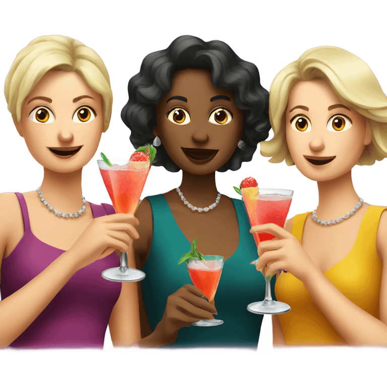 Three european women drinking cocktails emoji