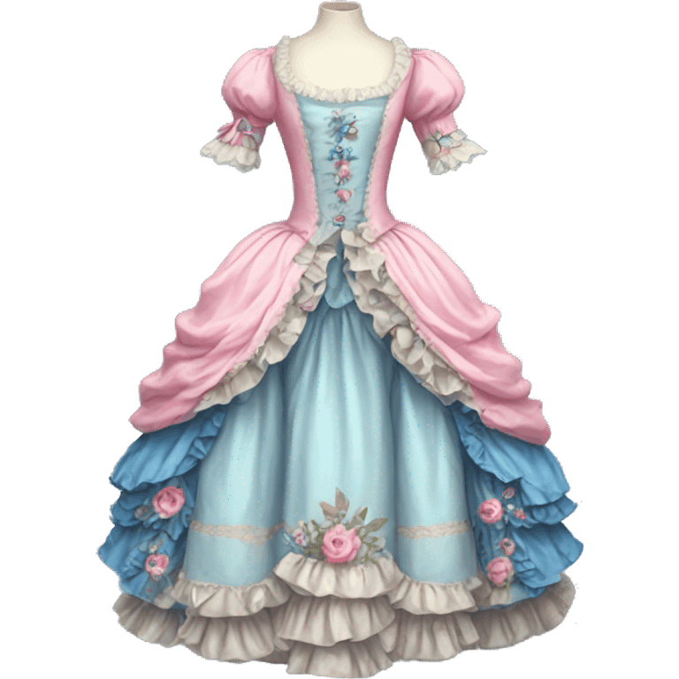 Rococo dress with pink and blue emoji