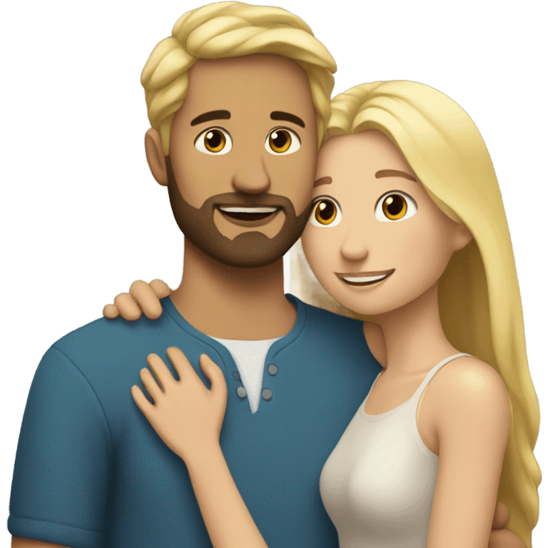 blonde woman long hair, hugging a blonde man with beard. he short hair emoji