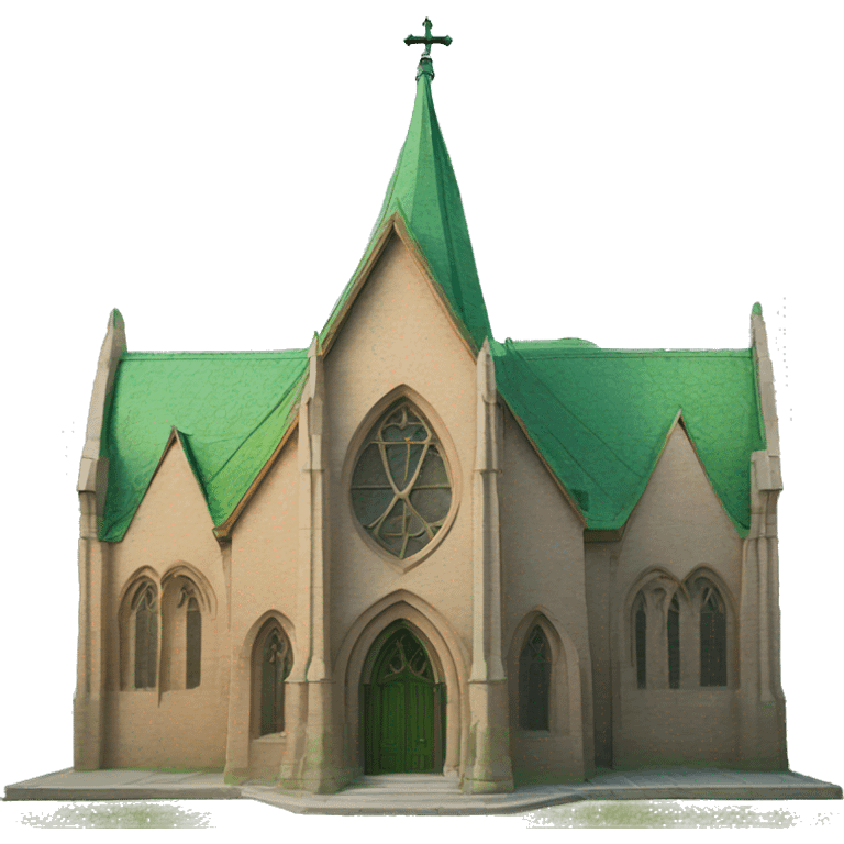 neogothic sandstone church with green copper roof emoji