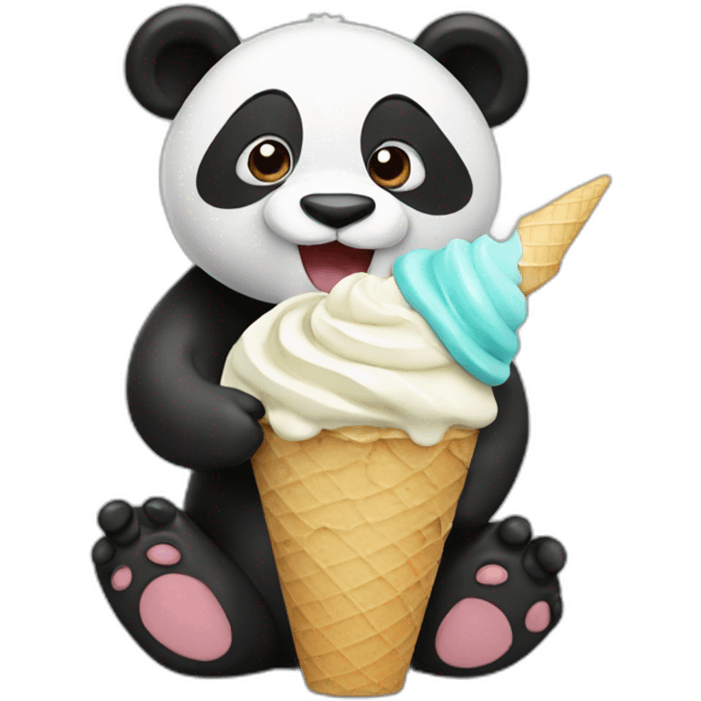 Panda eating ice cream emoji