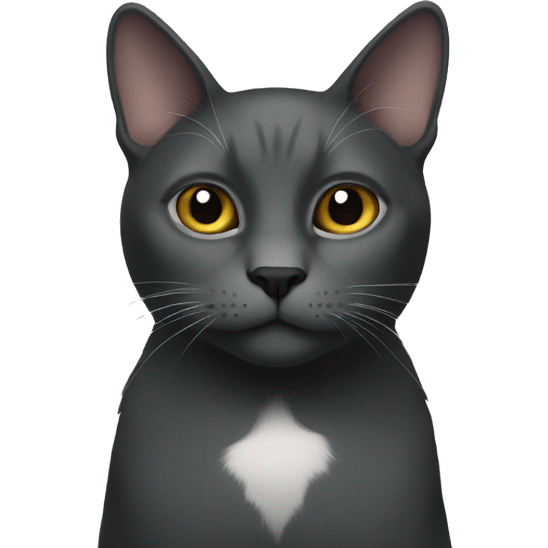 Dark gray cat with white spot on neck emoji