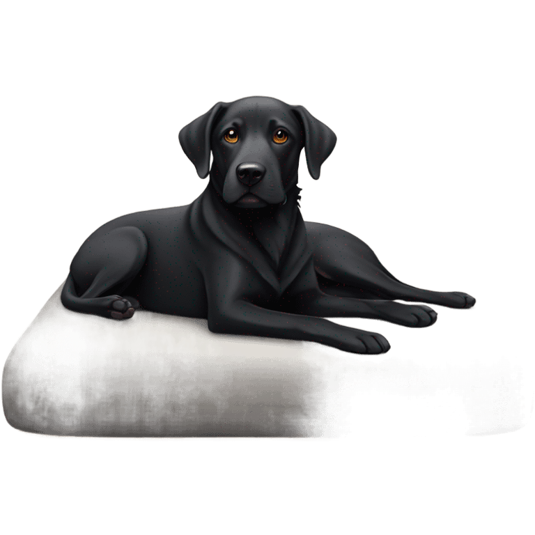 black dog lounging indoors emoji