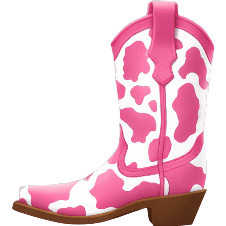 Pink and white cow print cowgirl boots emoji