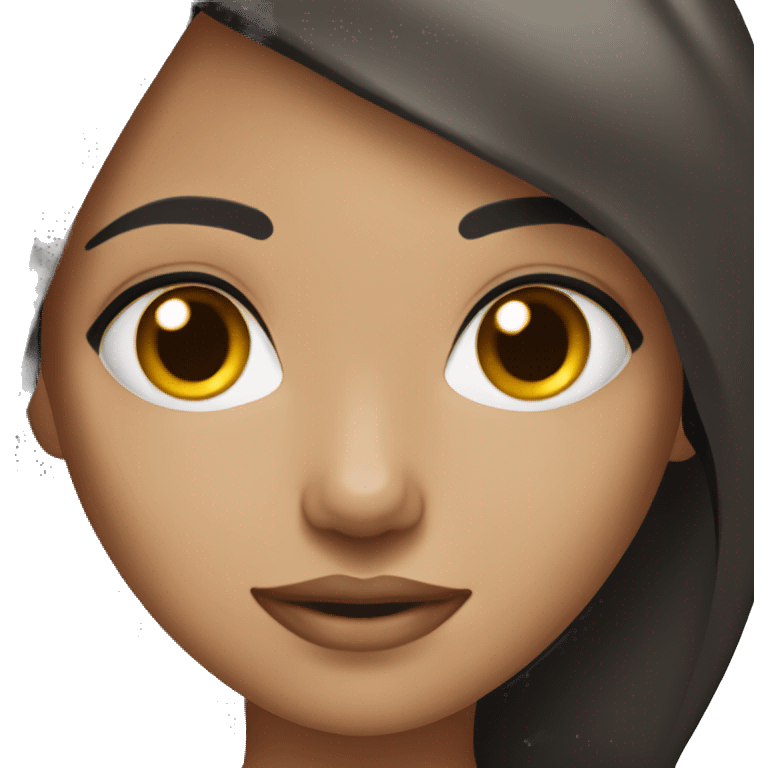 Straight black haired girl with black eyes light brunette  emoji