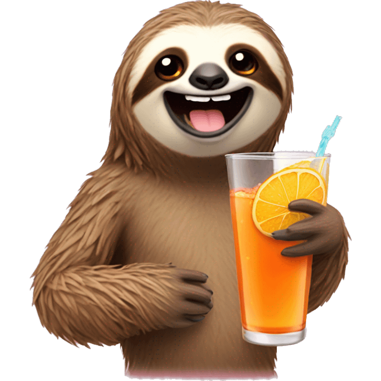 happy sloth with spritz emoji