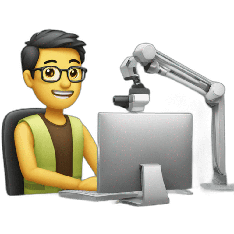 Diseñador gráfico sentado frente a una computadora emoji