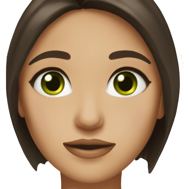 women dark Brown hair Green eyes kiss emoji