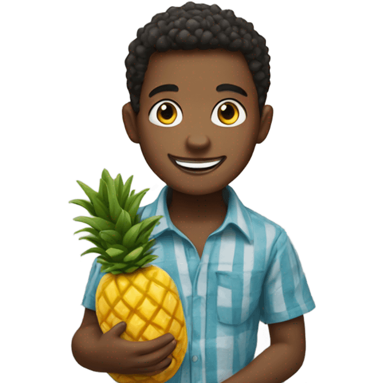 Boy holding a pineapple emoji