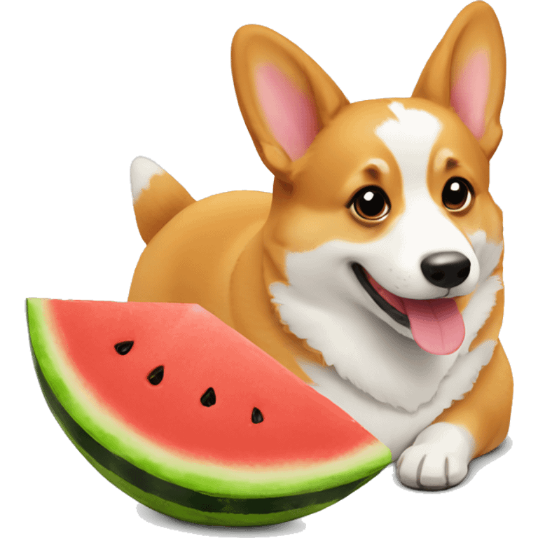 corgi eating watermelon emoji