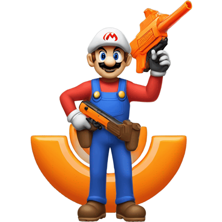 Mario holding an orange nerf gun emoji