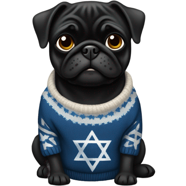 Black pug a Jewish star sweater emoji