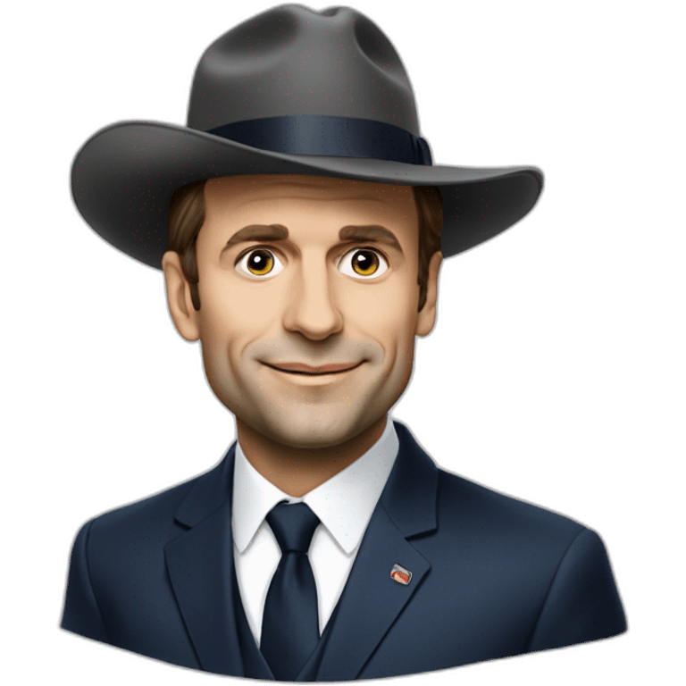 Emanuel Macron avec un chapeau russe emoji