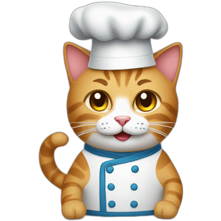 Cat chef with pan emoji