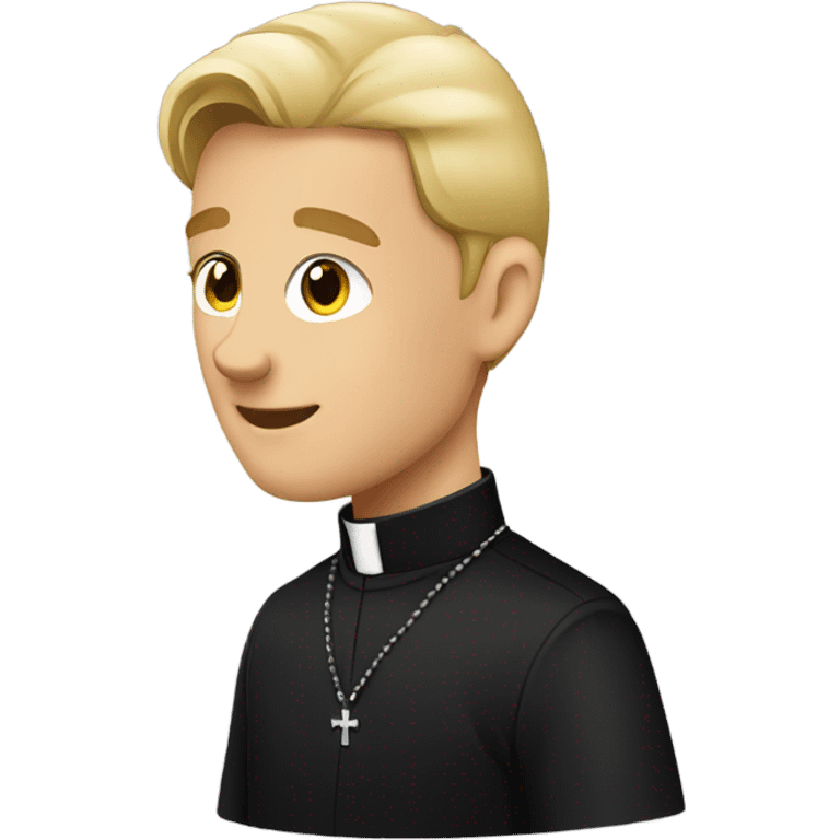 blond Vicar wearing black shirt and dog collar standing emoji