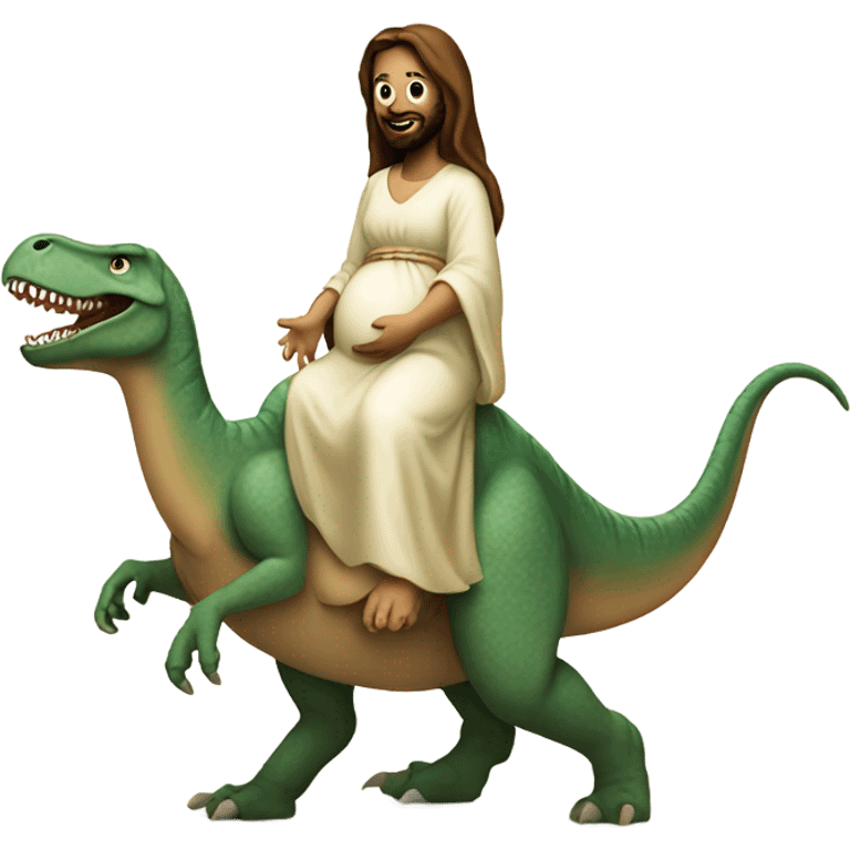 Pregnant jesus riding a dinosaur  emoji