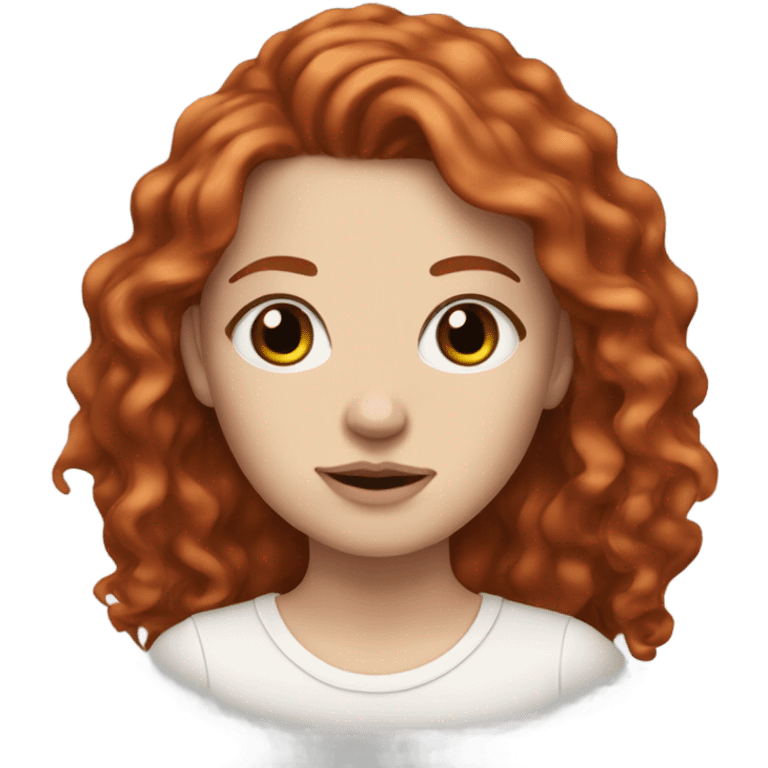 White girl with wavy red hair, brown eyes, septum on nose emoji