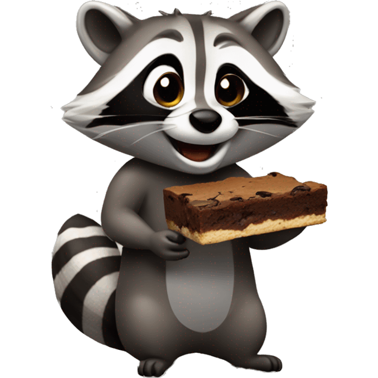 Raccoon eating a brownie emoji