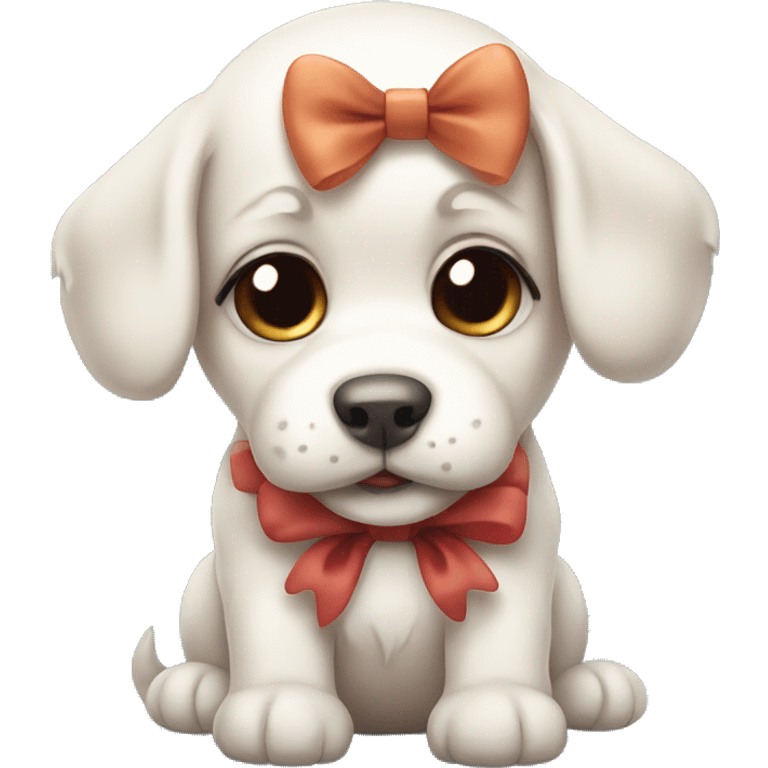 Cute puppy with bow emoji