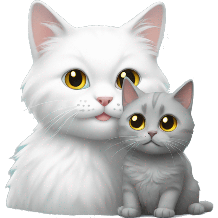 A White cat and a fluffy grey cat emoji