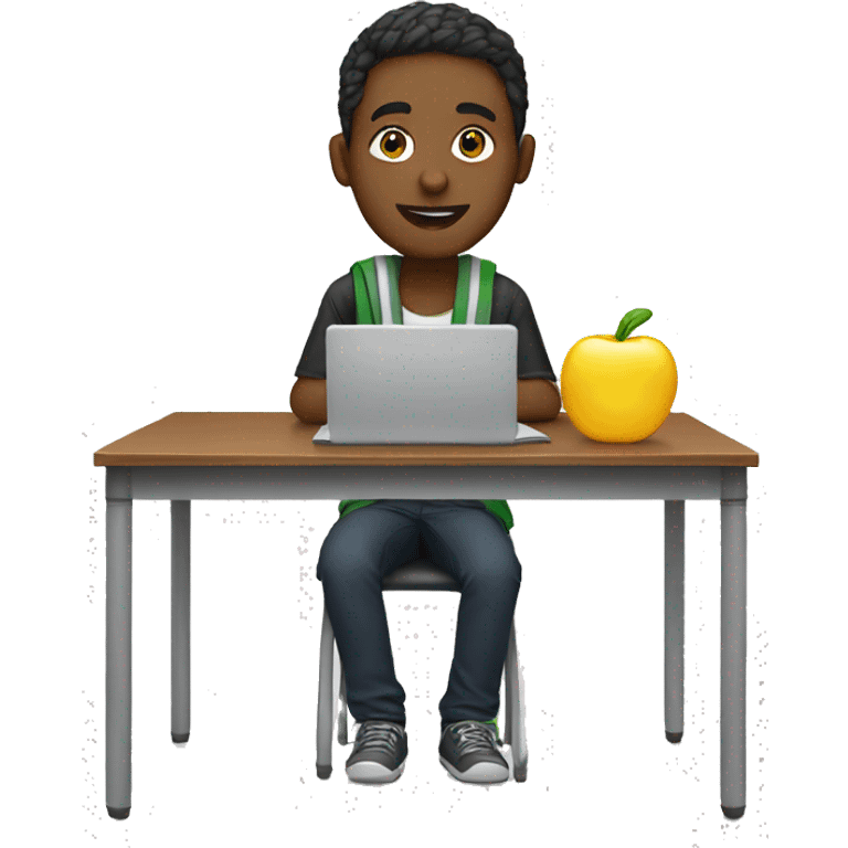 student with computer emoji