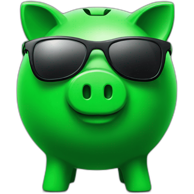 green piggybank with green sunglasses emoji