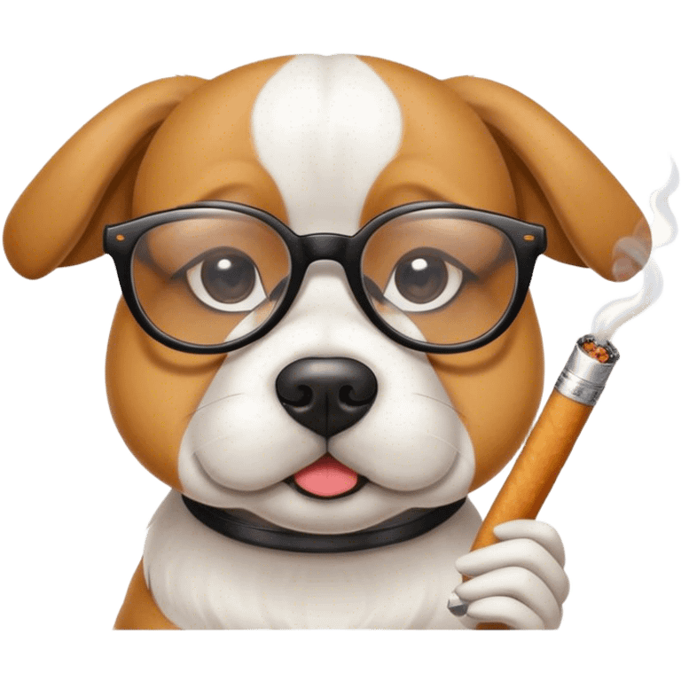 Dog with glasses smoking emoji