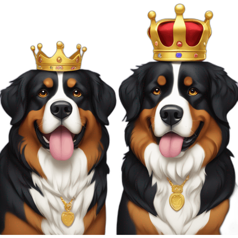 Bernese mountain dog king and queen emoji