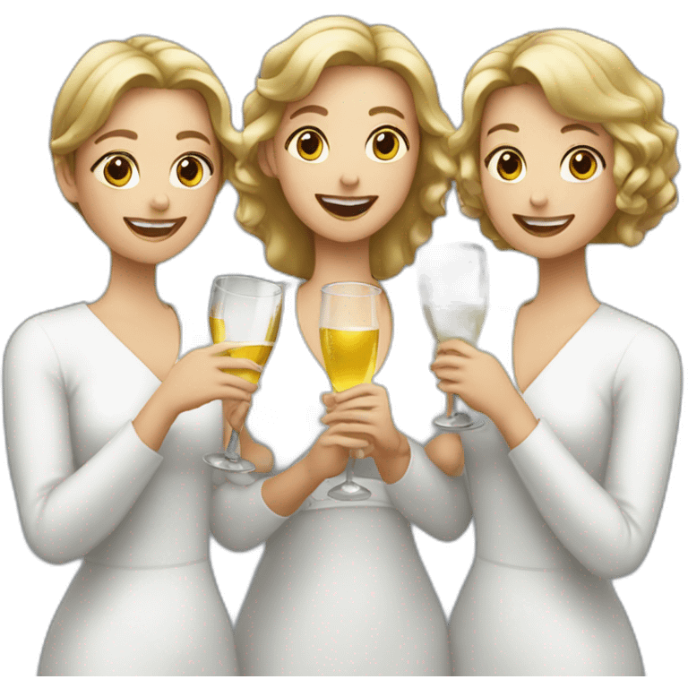 3 women holding champangner emoji