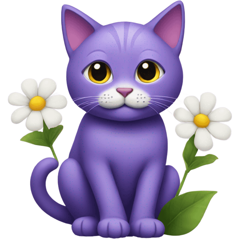 Purple cat with a flower emoji